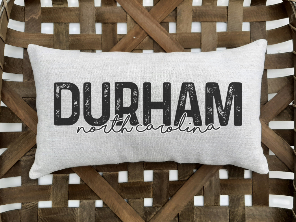 Custom Distressed Font City and State Lumbar Pillow