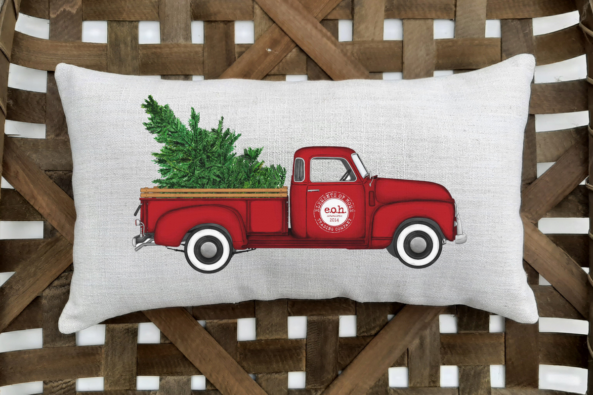 Store Branded Little Red Truck Lumbar Pillow