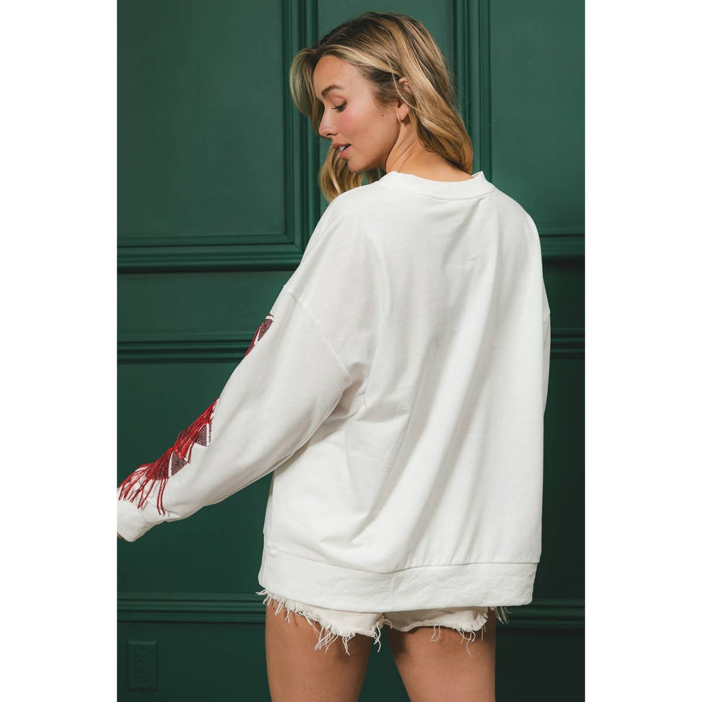 GAMEDAY FRINGED FOOTBALL FRENCH TERRY PULLOVER