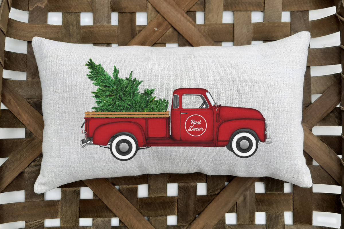 Store Branded Little Red Truck Lumbar Pillow