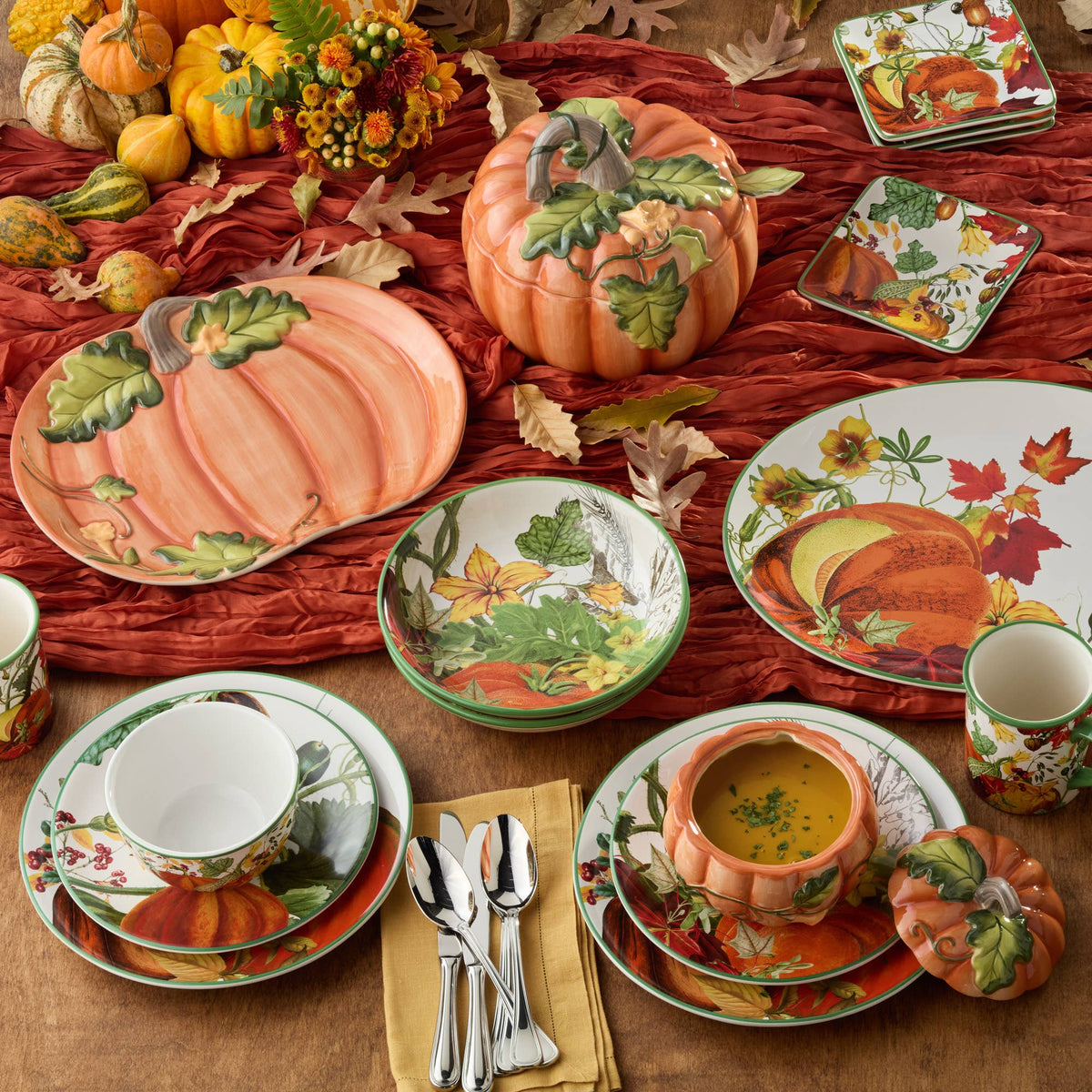 Harvest Morning Fall Pumpkin Tureen w Ladle 2.75 qt.