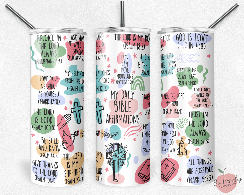 Daily Bible Affirmations Tumbler, Religious Tumbler