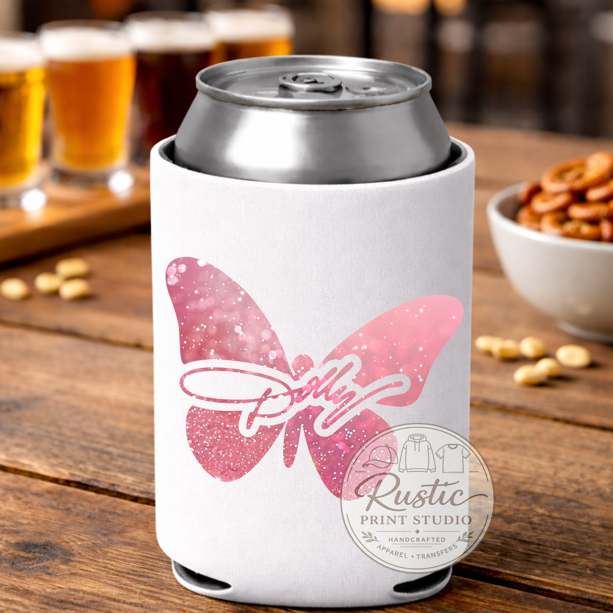Dolly Parton Butterfly Koozie Pink Butterfly Dolly Koozie