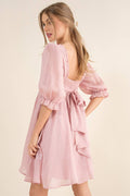 32464D - Chiffon Metallic Dot Mini Dress