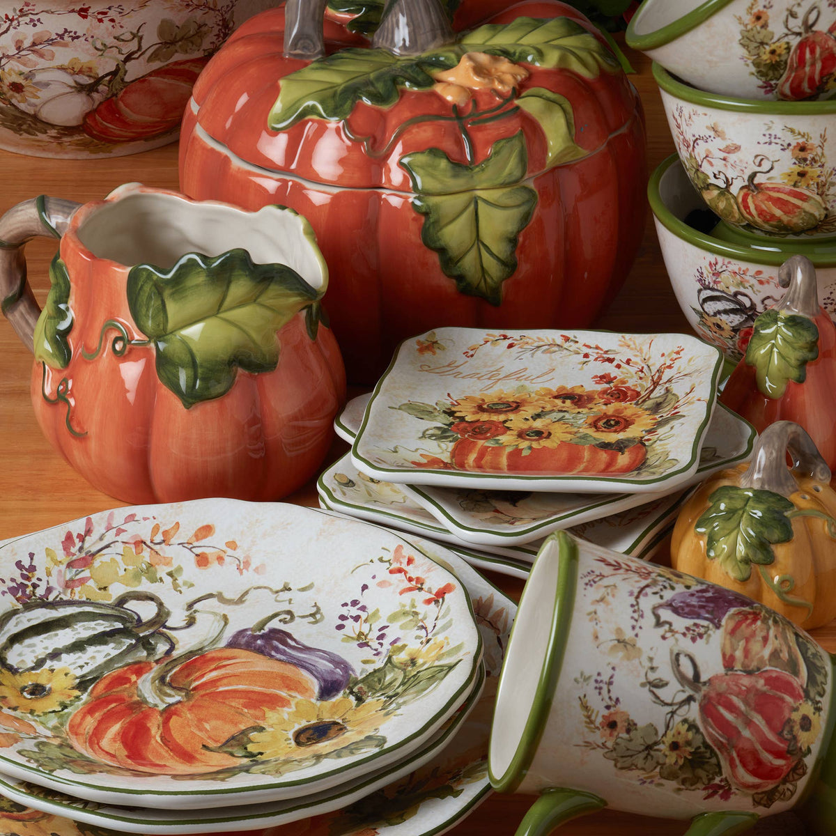 Harvest Morning Fall Pumpkin Tureen w Ladle 2.75 qt.