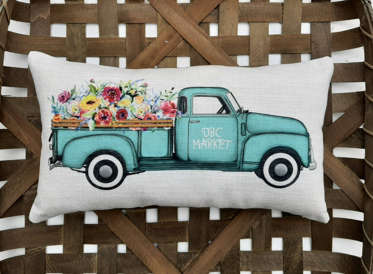 Store Logo Branded Blue Truck Lumbar Pillow