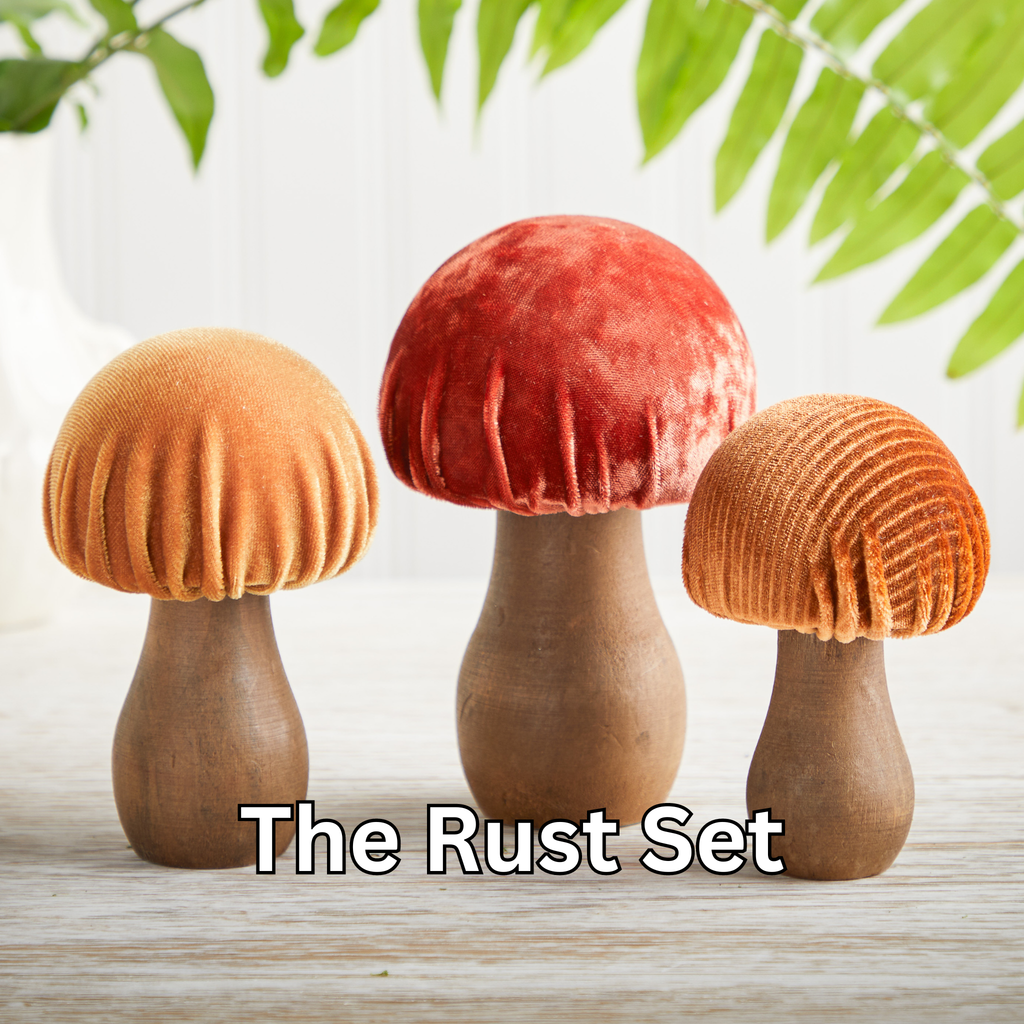 Mushroom Velvet Sets All Season Decor, Nature Lover Gift