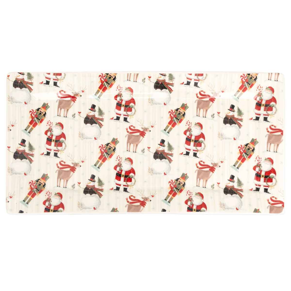 14" Frosty Fun Allover Ceramic Platter Christmas
