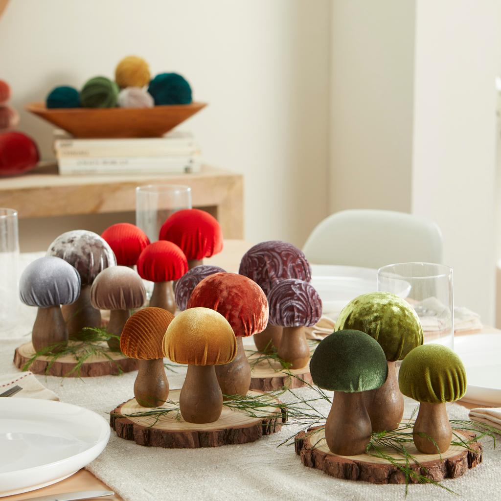 Mushroom Velvet Sets All Season Decor, Nature Lover Gift