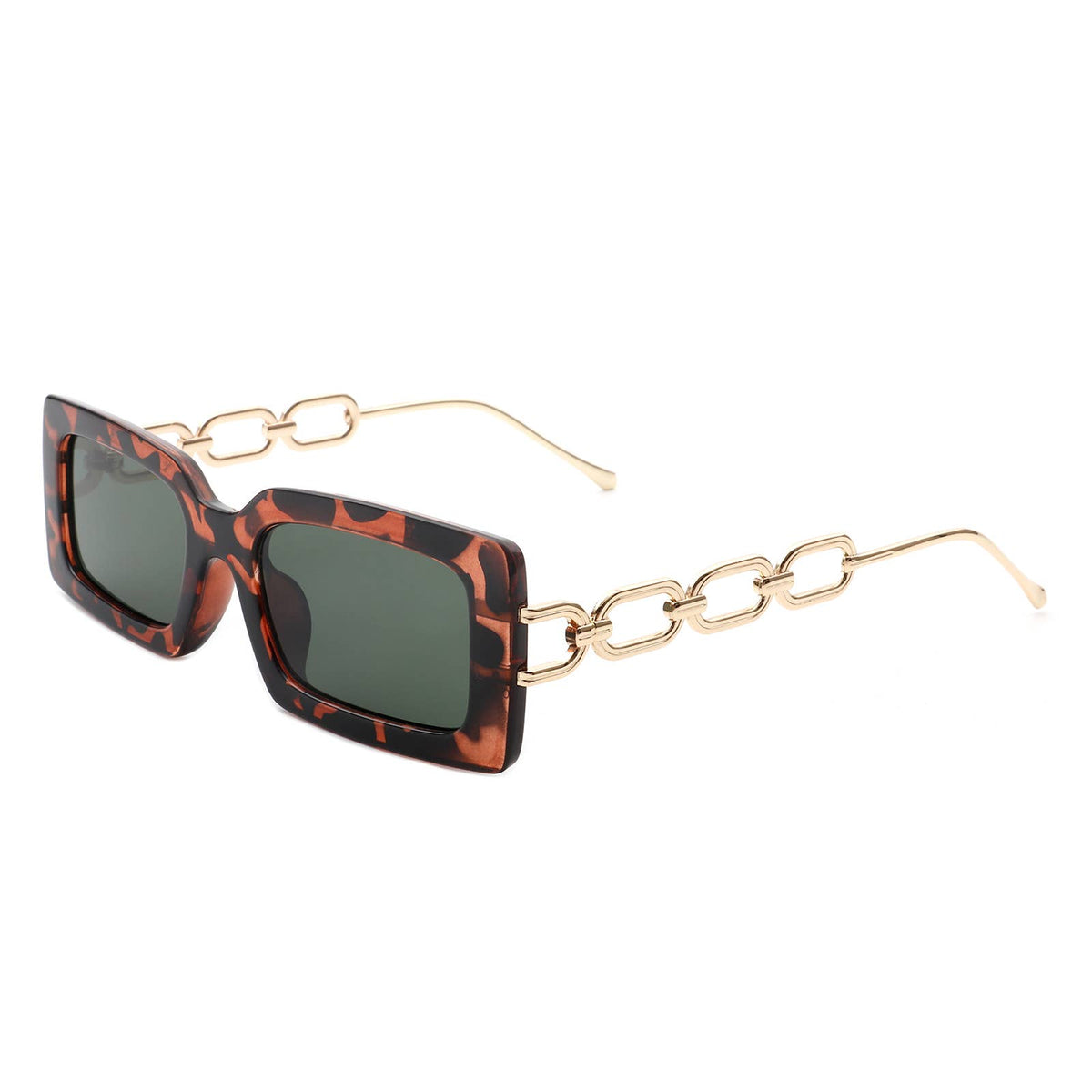 Rectangle Modern Chain Temple Fashion Women Sunglasses