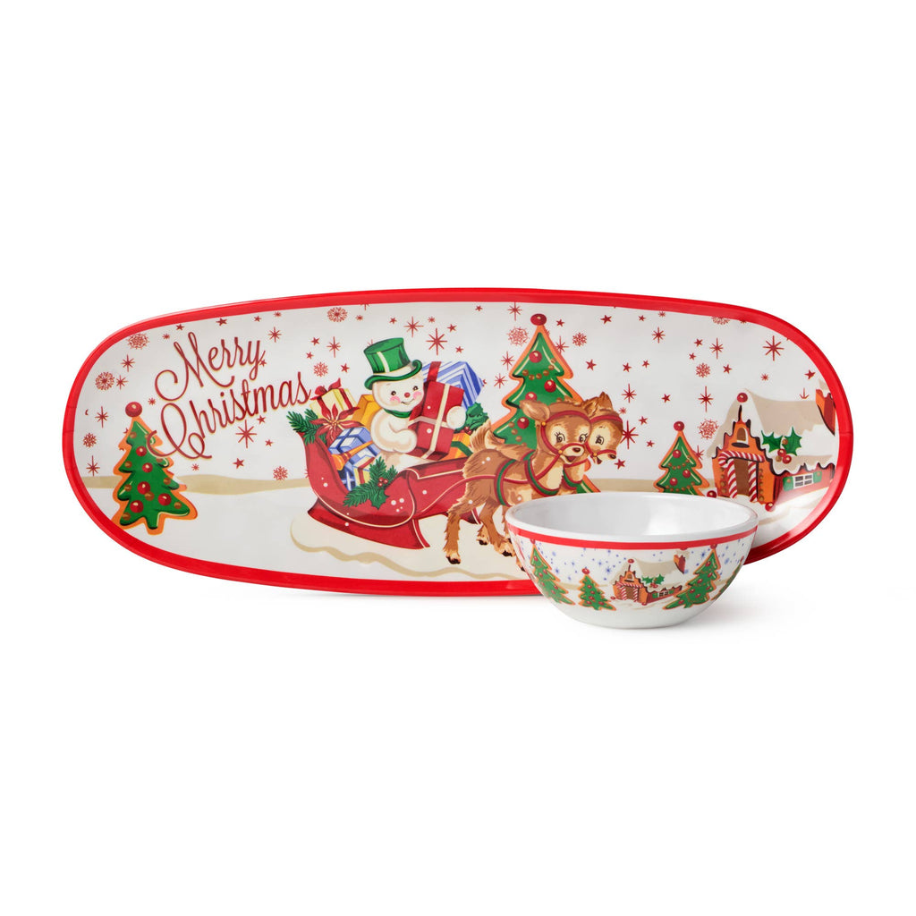 Santa's Retro  Melamine Set of 4  4in Dipping Bowls Gift