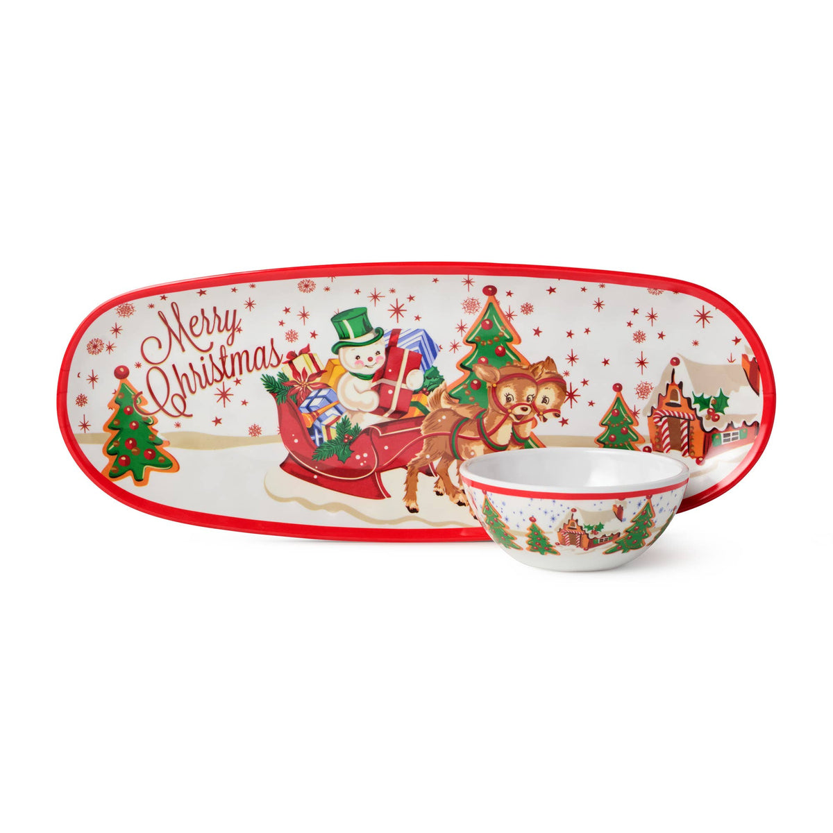 Santa's Retro  Melamine Set of 4  4in Dipping Bowls Gift