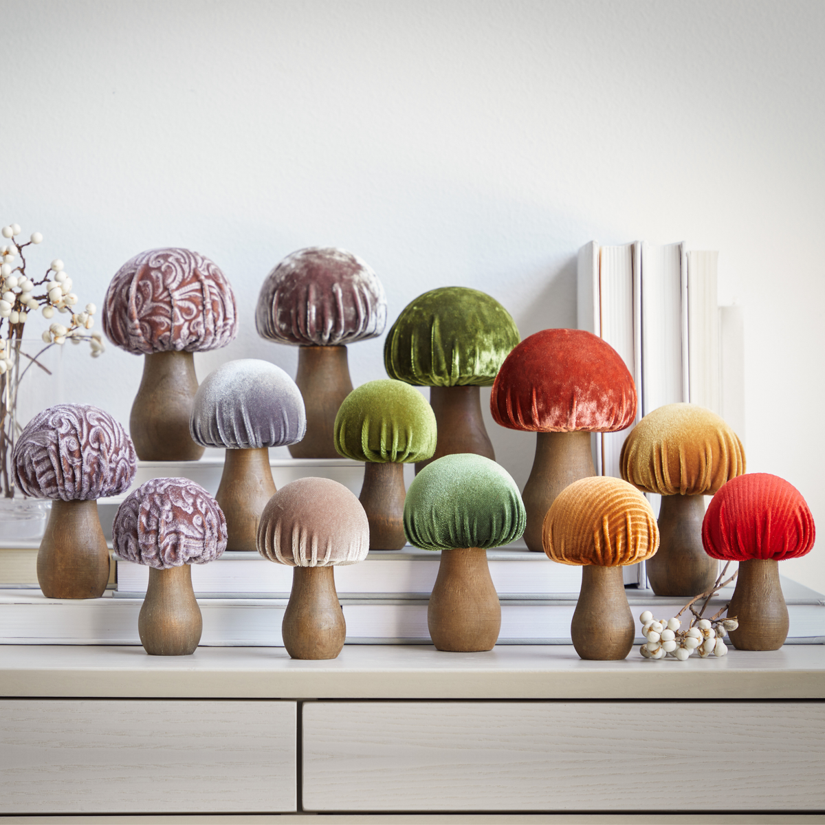 Mushroom Velvet Sets All Season Decor, Nature Lover Gift