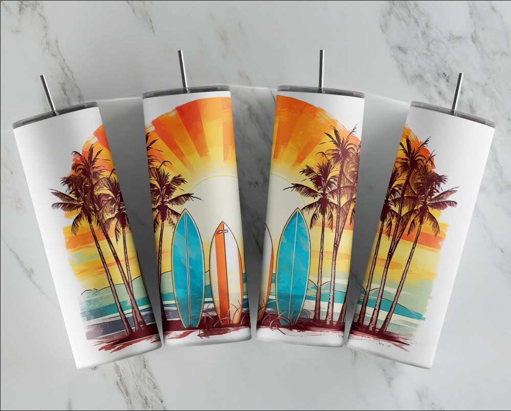 Surf, Sun, and Surf Boards Tumbler, Surf Boards Tumbler