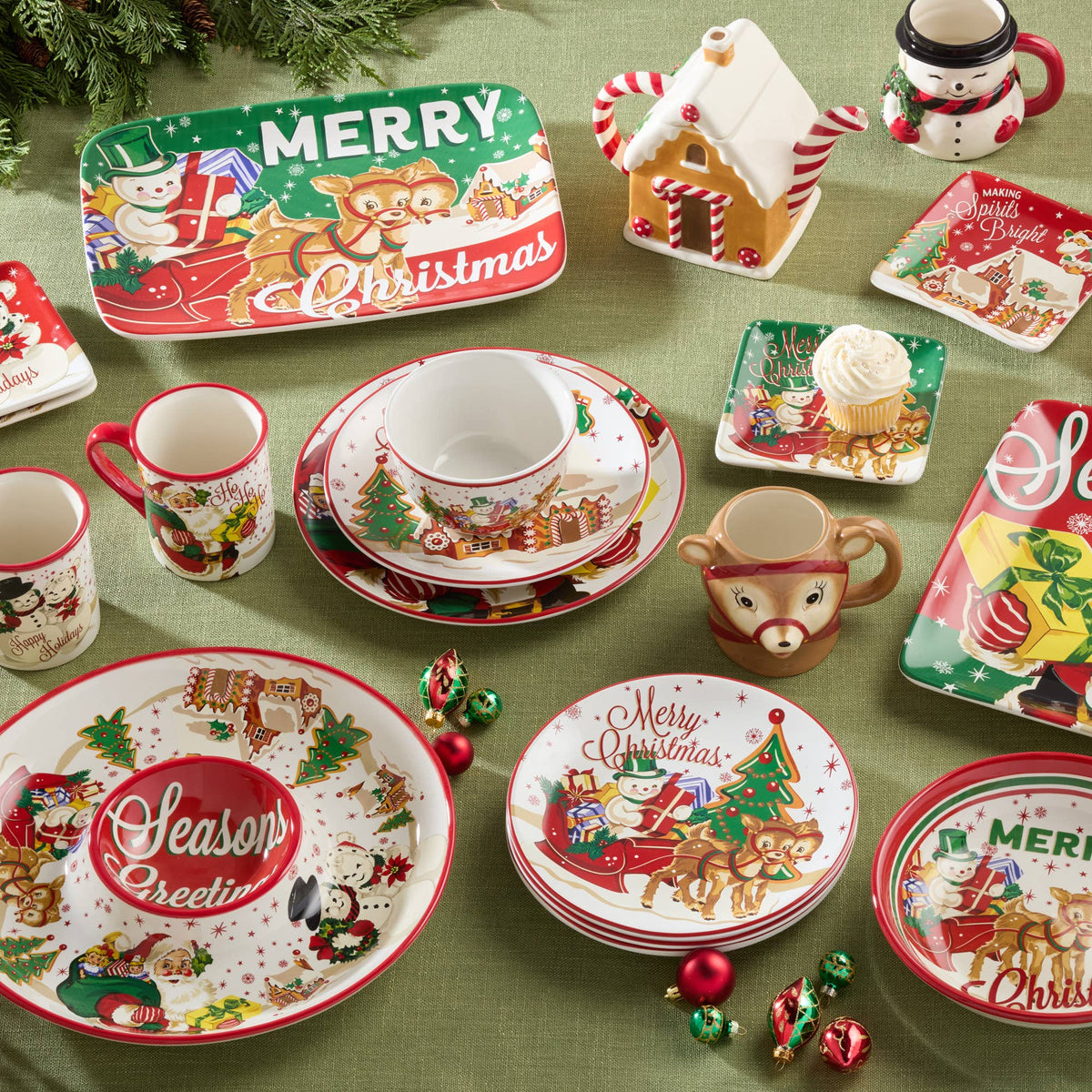 Santa's Retro  Melamine Set of 4  4in Dipping Bowls Gift