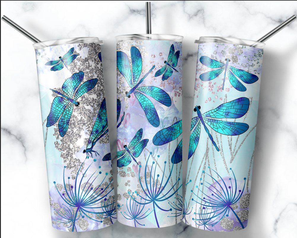 Dragonfly Tumbler, Garden Tumbler, Cute Tumbler, Spring