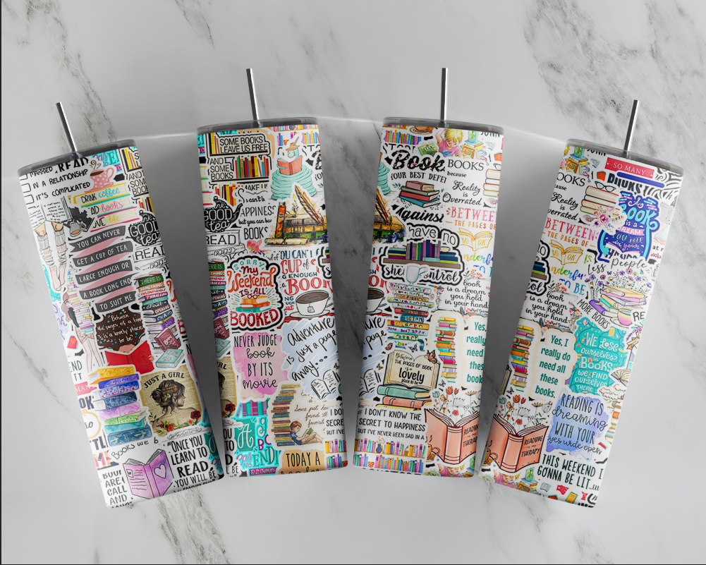Reading Books Tumbler, Book Lover Tumbler, Book Cup