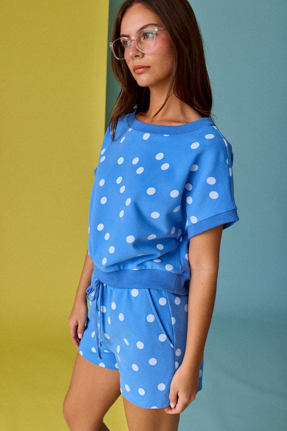 PX19643 - Polka Dot Print Short Sleeve Top and Short Set