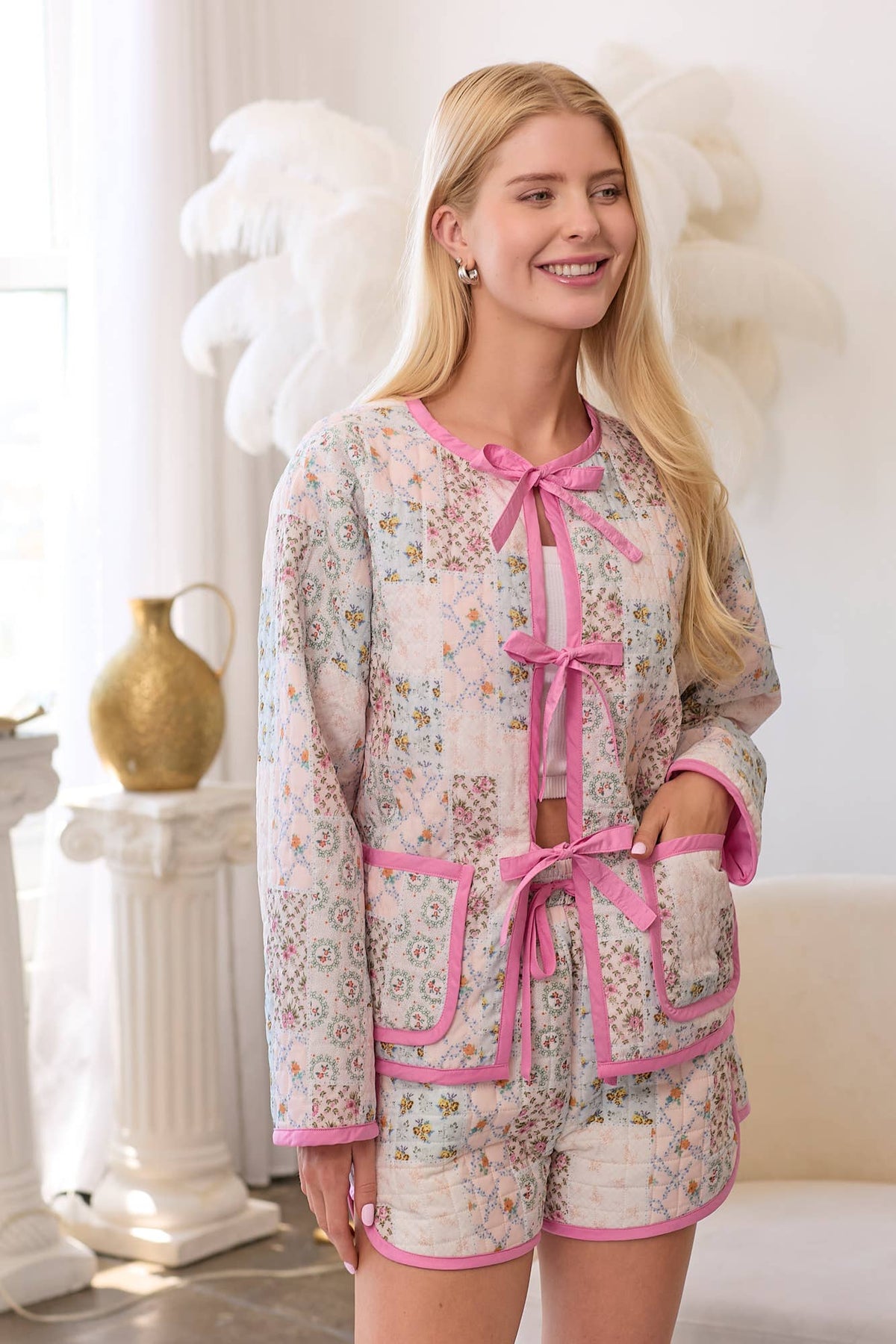 Floral Quilted Lounge Top – Ready to Ship Giftable Piece