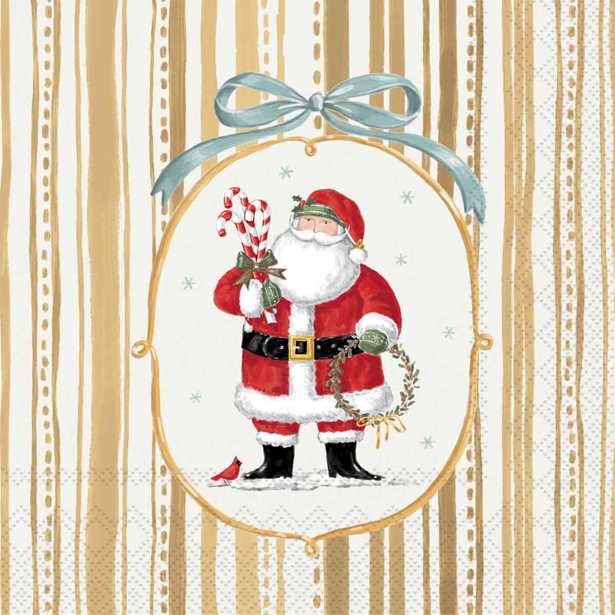 Paper Cocktail Napkins 20 Ct Frosty Santa Cream Christmas