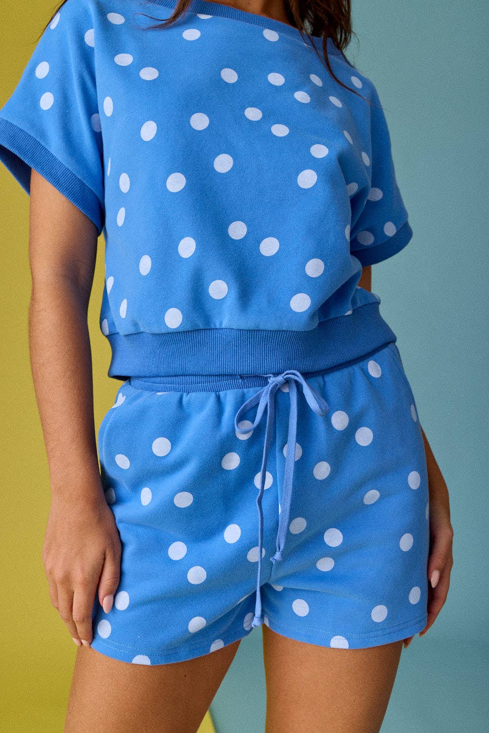 PX19643 - Polka Dot Print Short Sleeve Top and Short Set