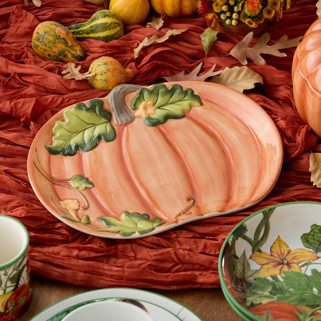 Harvest Morning Fall Pumpkin Platter 11.5in x 13.75in