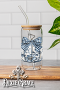 Blue Toile Pumpkin - 16 oz Glass Can