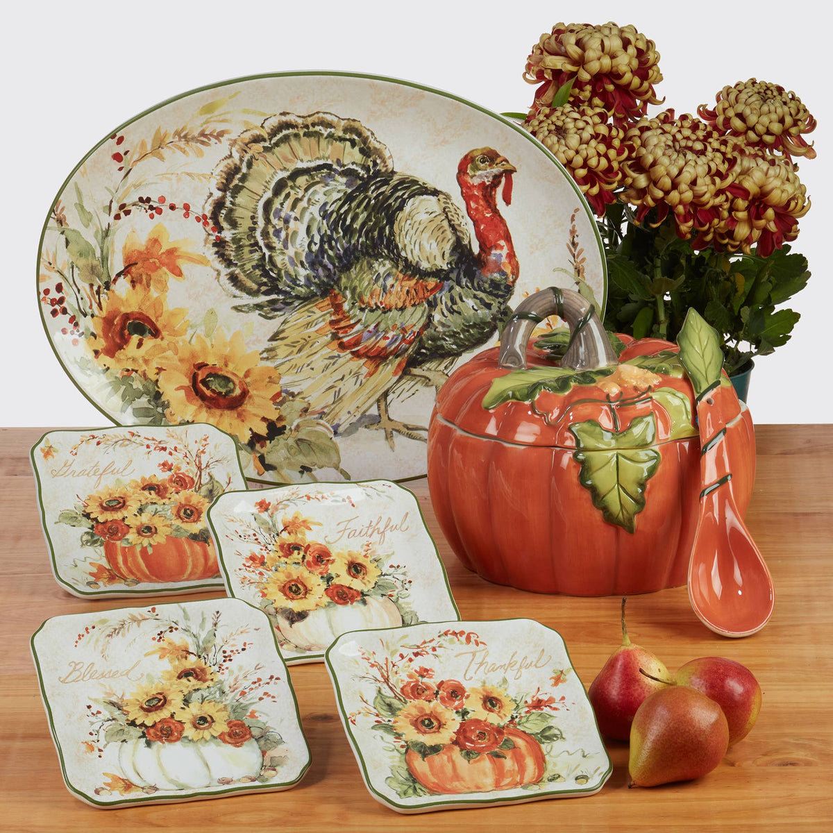Harvest Morning Fall Pumpkin Tureen w Ladle 2.75 qt.