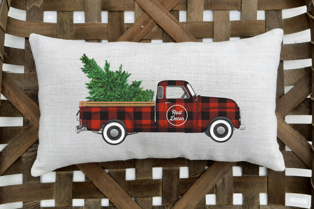 Store Branded Little Red Truck Lumbar Pillow