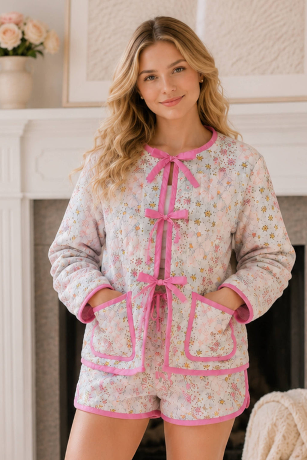 Floral Quilted Lounge Top – Ready to Ship Giftable Piece
