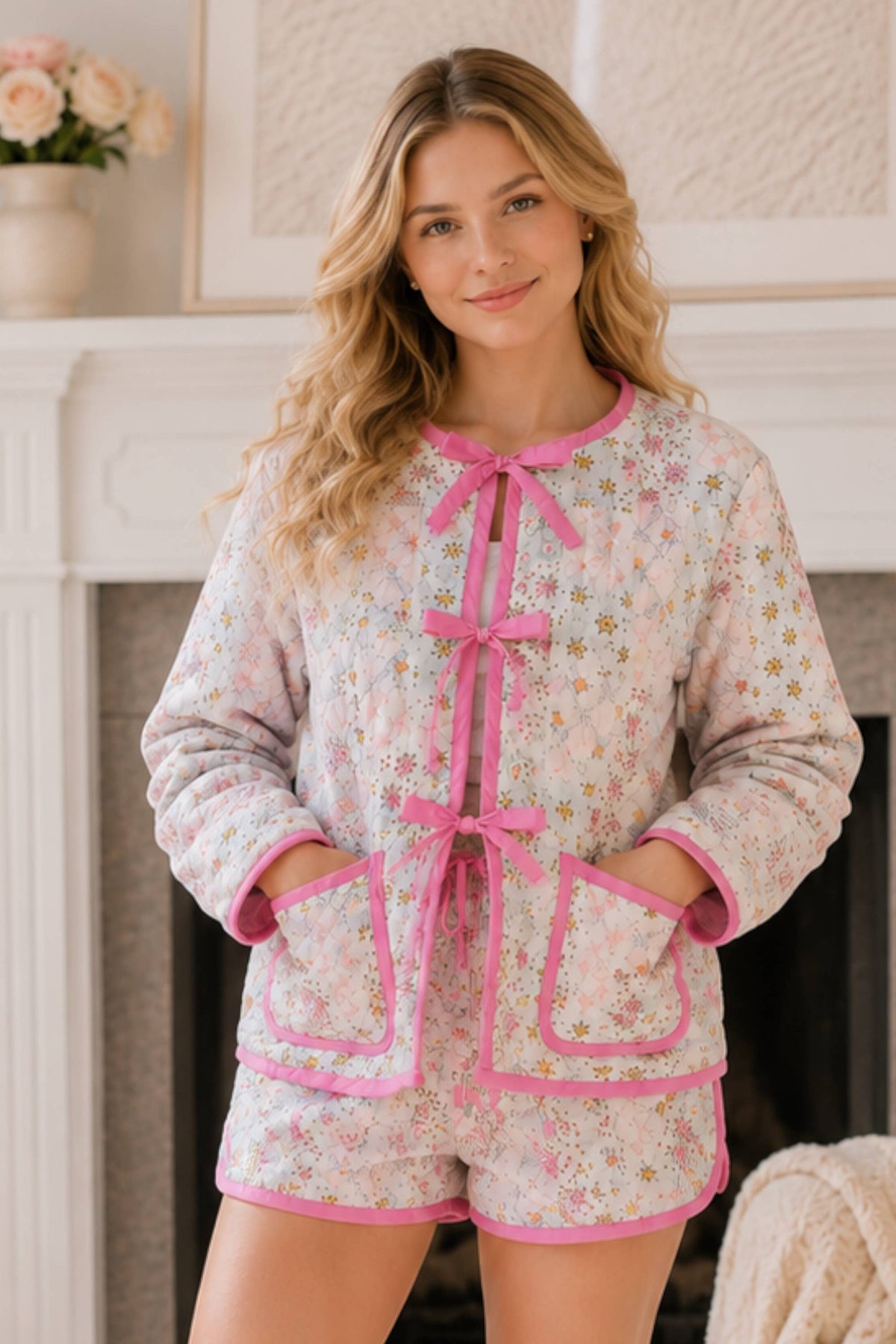 Floral Quilted Lounge Top – Ready to Ship Giftable Piece