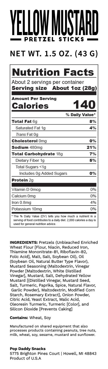 Seasoned Pretzels - 1.5oz - Yellow Mustard