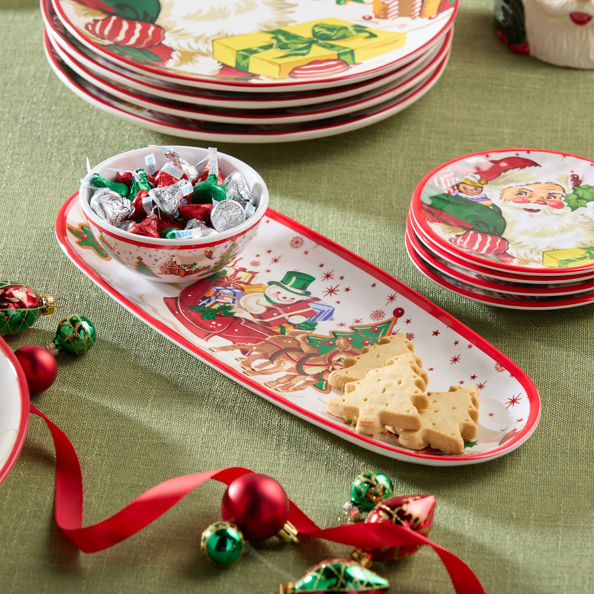 Santa's Retro  Melamine Set of 4  4in Dipping Bowls Gift