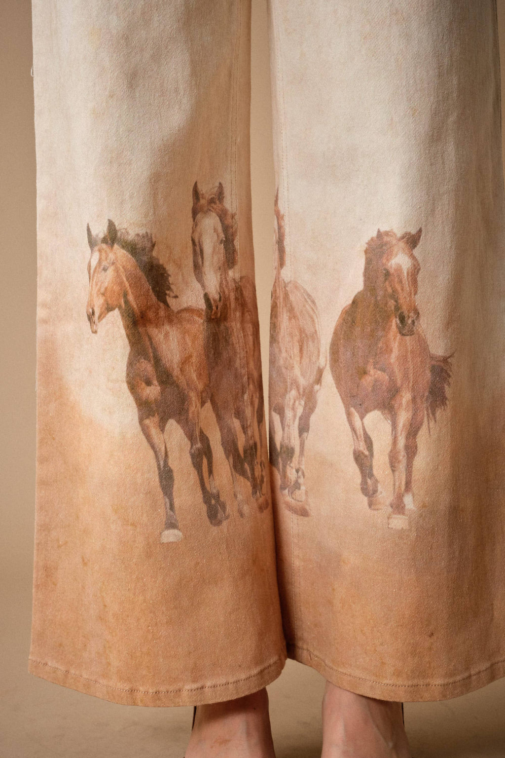 24390P Western Horse Print Wide Leg Jeans