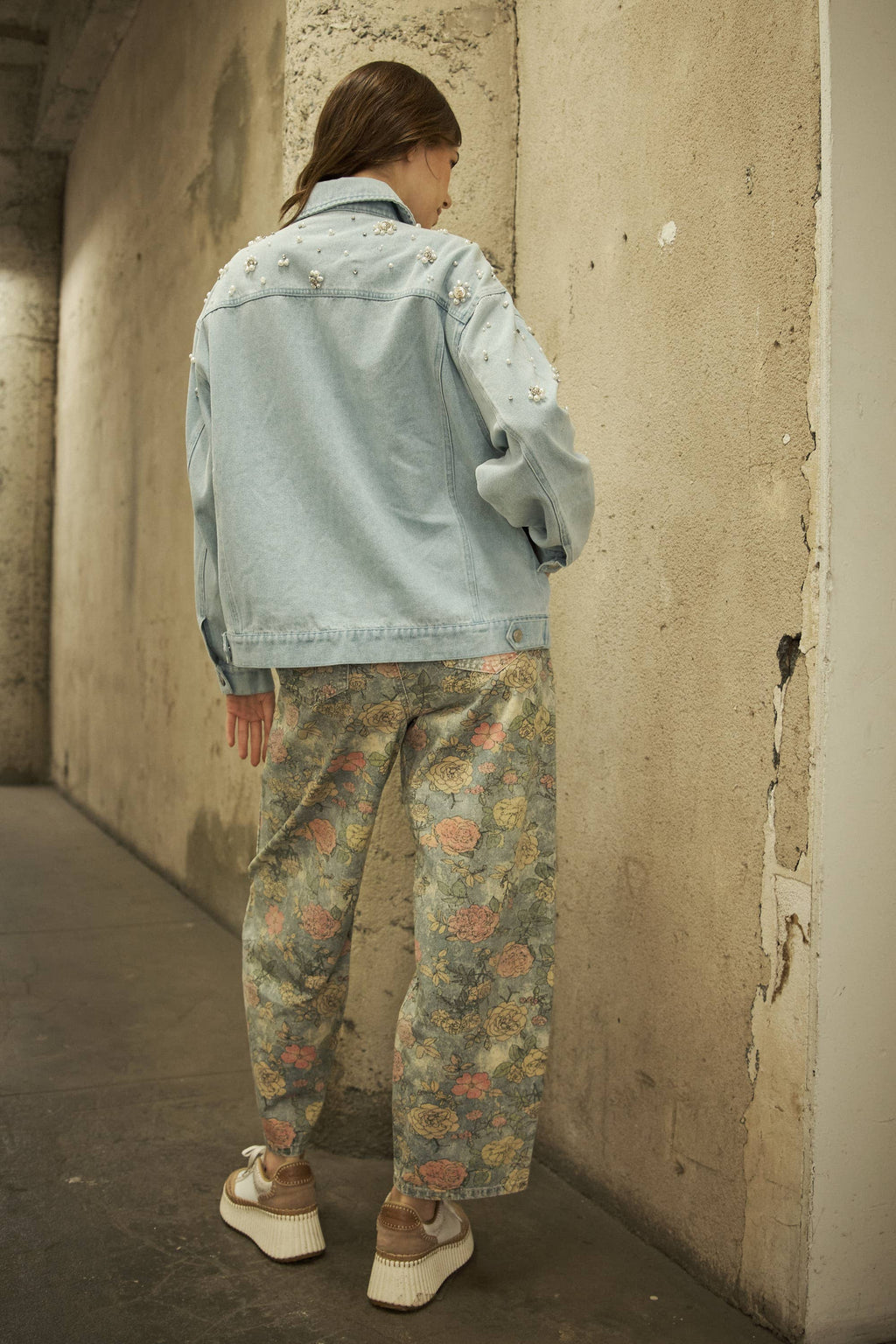 23981J Pearl Embellished Denim Jacket