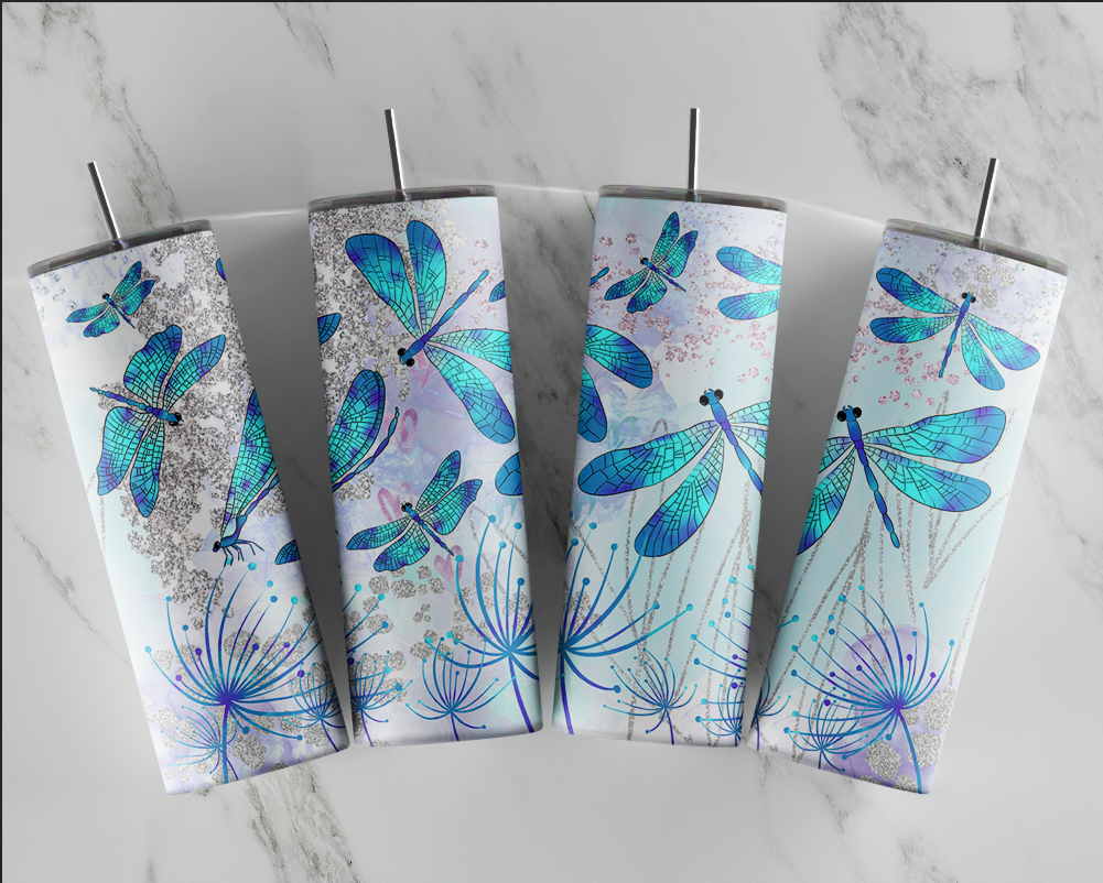 Dragonfly Tumbler, Garden Tumbler, Cute Tumbler, Spring