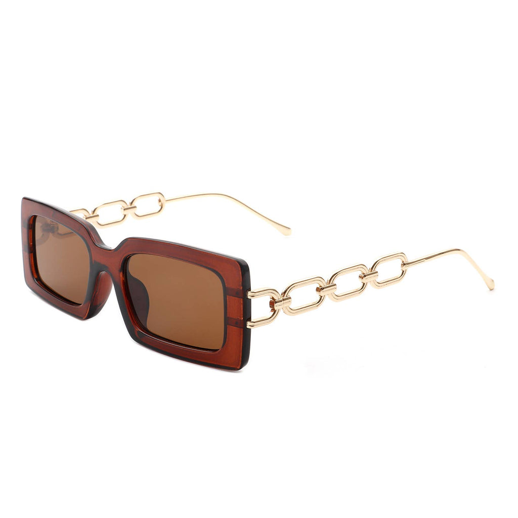Rectangle Modern Chain Temple Fashion Women Sunglasses