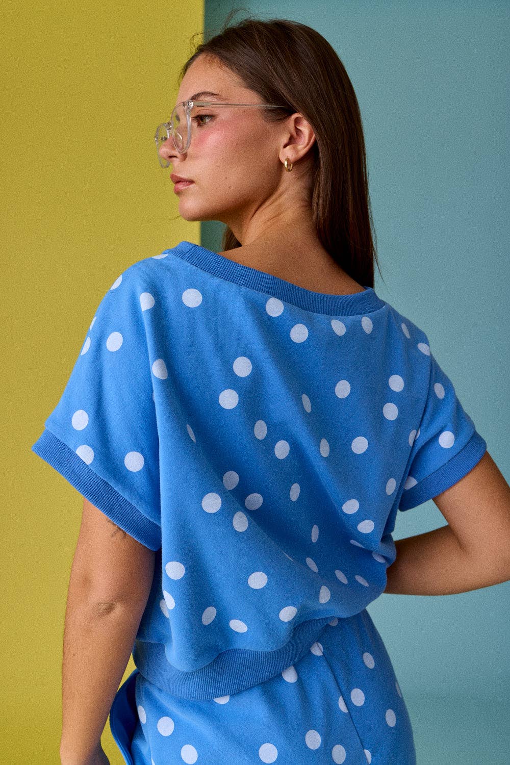 PX19643 - Polka Dot Print Short Sleeve Top and Short Set