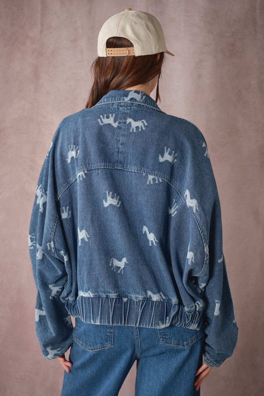 60017J Western Horse Jacquard Denim Jacket