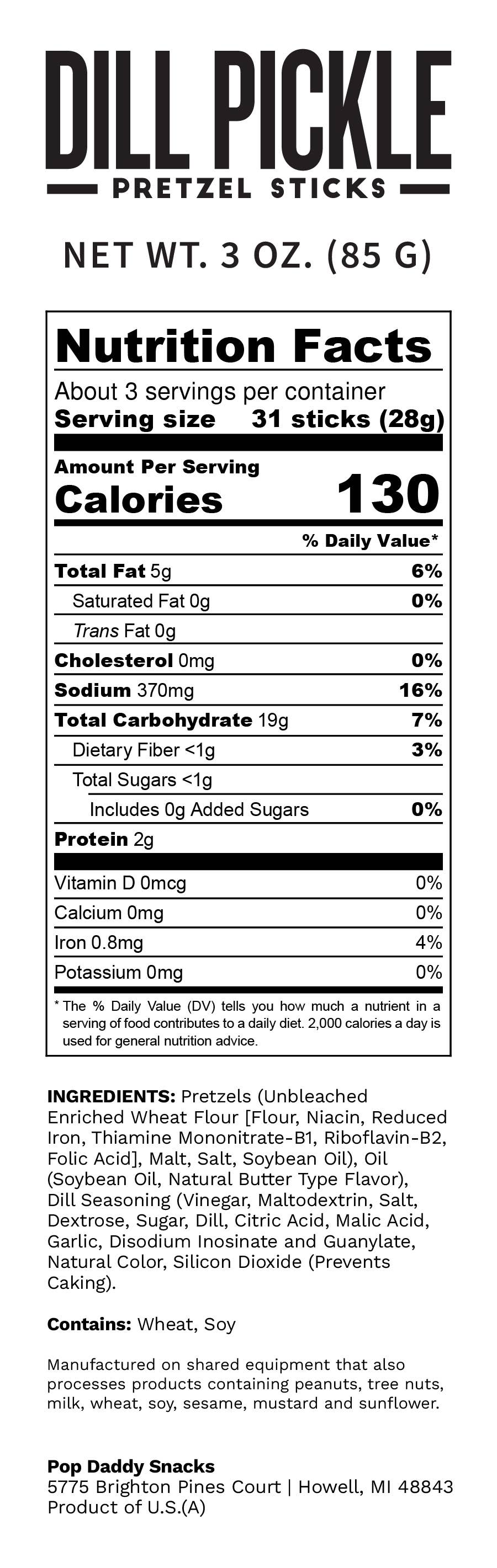 Seasoned Pretzels - 3oz - Dill Pickle (EXP 12/7/26)
