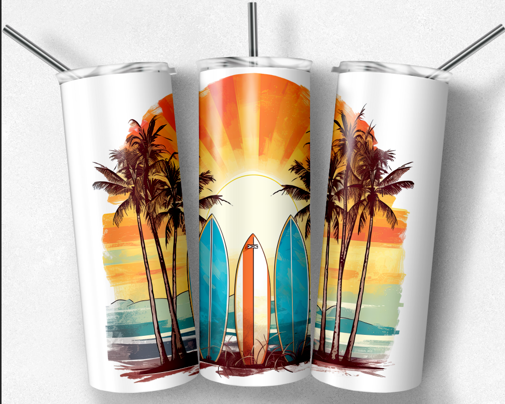 Surf, Sun, and Surf Boards Tumbler, Surf Boards Tumbler