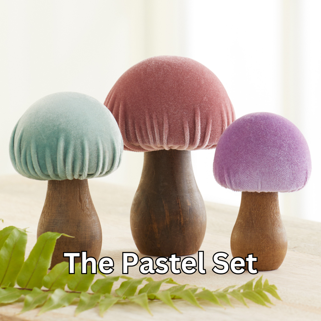 Mushroom Velvet Sets All Season Decor, Nature Lover Gift
